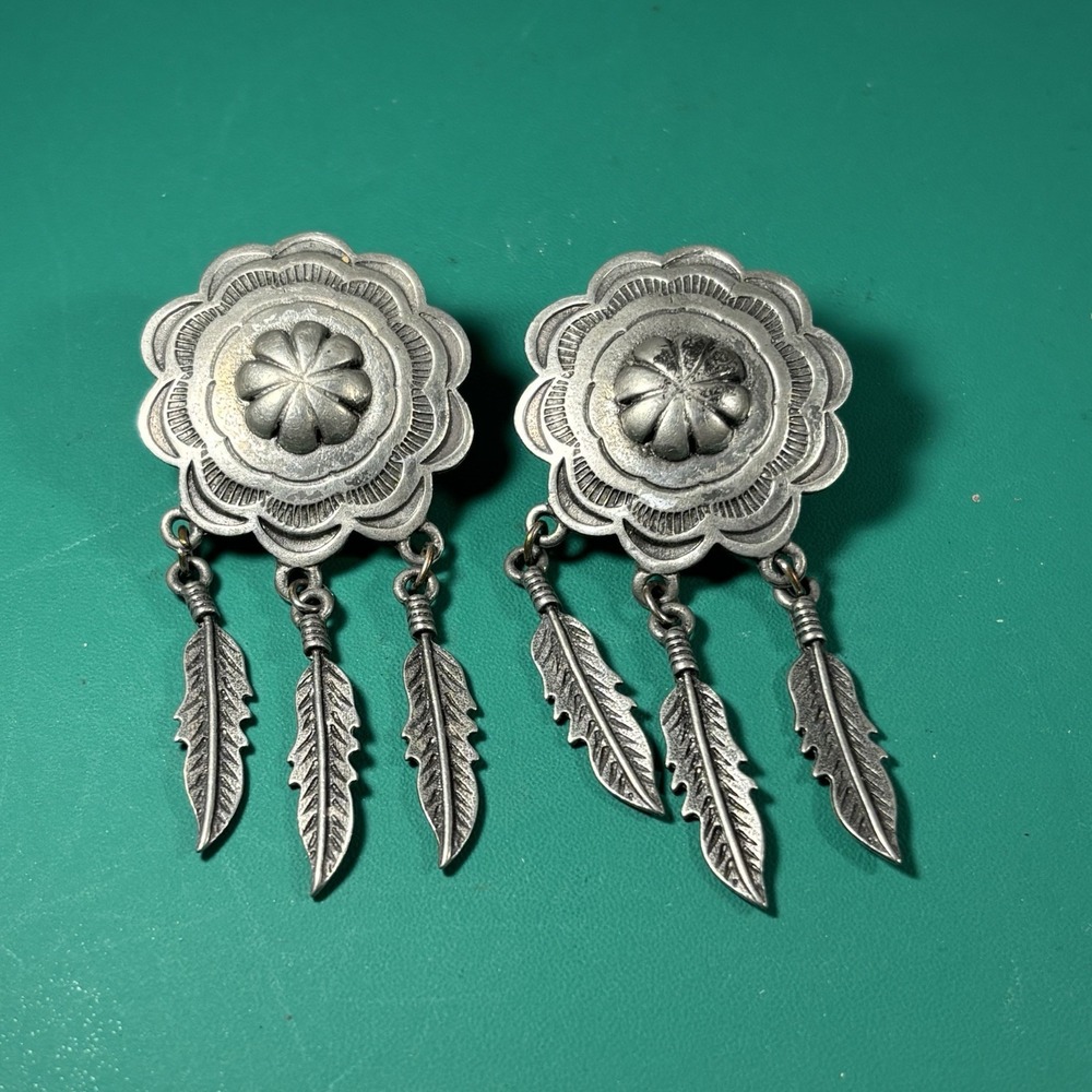 Vintage JJ Jonette 1988 Native American Southwestern Post Earrings Dream Catcher